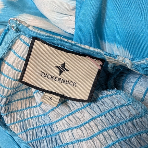 Tuckernuck Maxi Dress Libby Watercolor Modest Turquoise And White Size Small - Picture 3 of 12